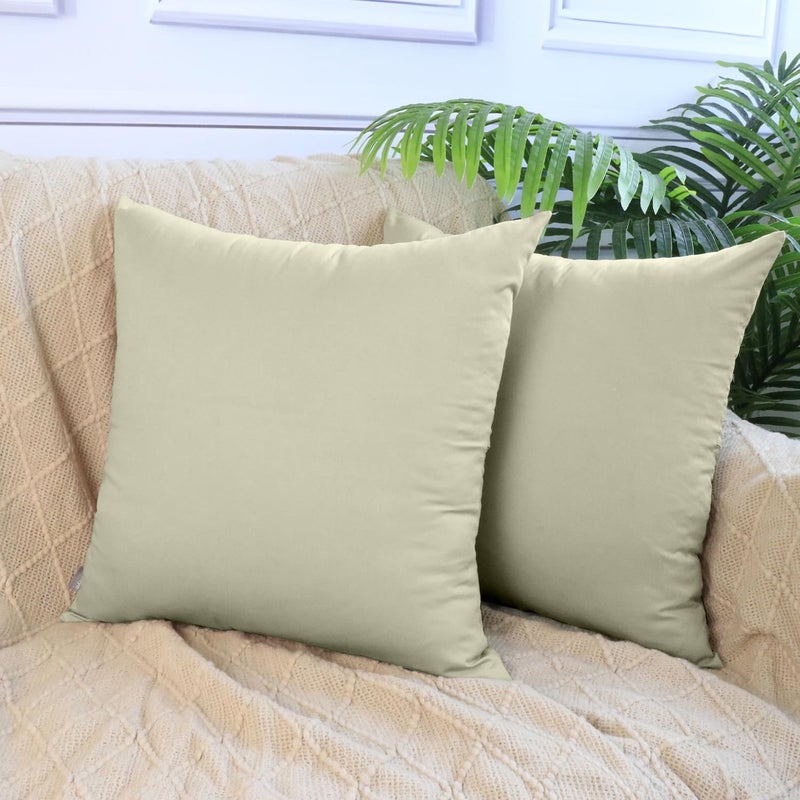 Thmyo 4-Pack 100% Cotton Comfortable Solid Decorative Throw Pillow Case,Thmyo Square Cushion Cover Pillowcase Sublimation Blank Pillow Covers DIY Throw Pillowcase for Sofa Bedroom(16x16 inch/ 40x40cm,Beige) - Image 2